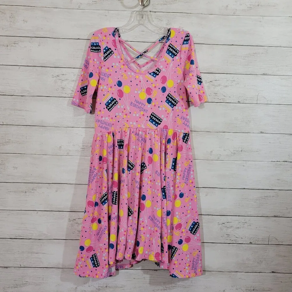 Dot Dot Smile Girls Happy Birthday Print  Ballerina Style Twirl Dress Size 8/10
